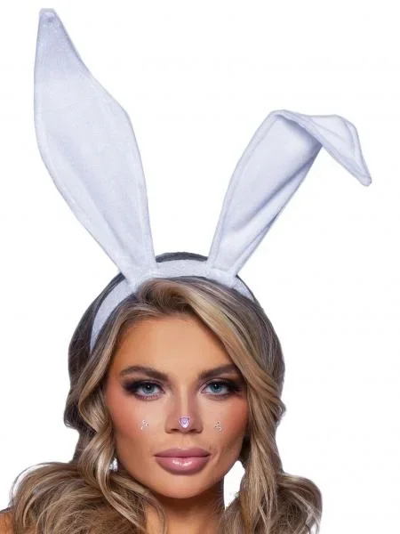 Bendable Velvet Bunny Rabbit Headband – White – One Size