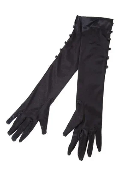Bettie Page Satin Gloves – Black – One Size