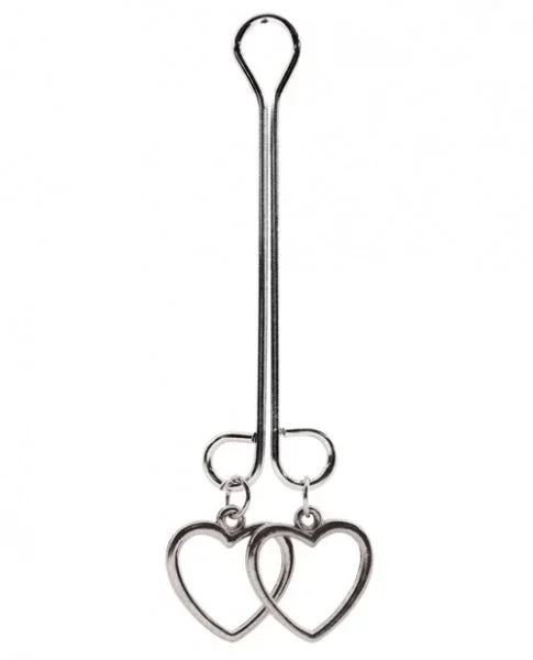 Bijoux de Nip Clit Clamp Double Loop w/Heart Charms