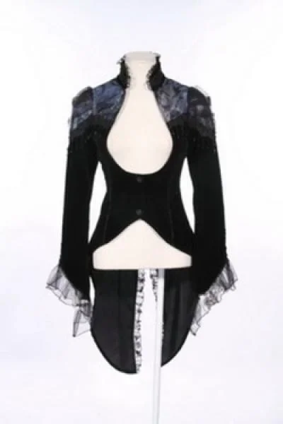 Black – Gothic Victorian Coat with Tuxedo Back Flap –