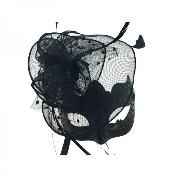 Black – Masquerade Mask with Feather