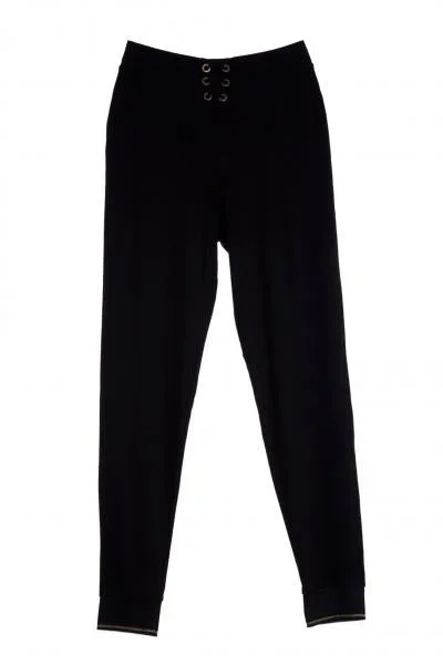 Black – Urban Lace-Up High Waist Track Pants –