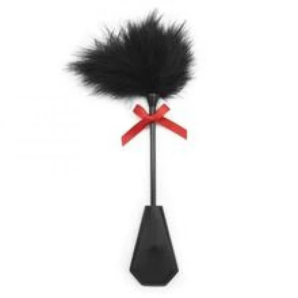 Black Feather Crop With Red Ribbon – Small