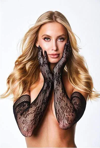 Black Flower Lace Opera Gloves – Elegant, Full-Length Design by Baci