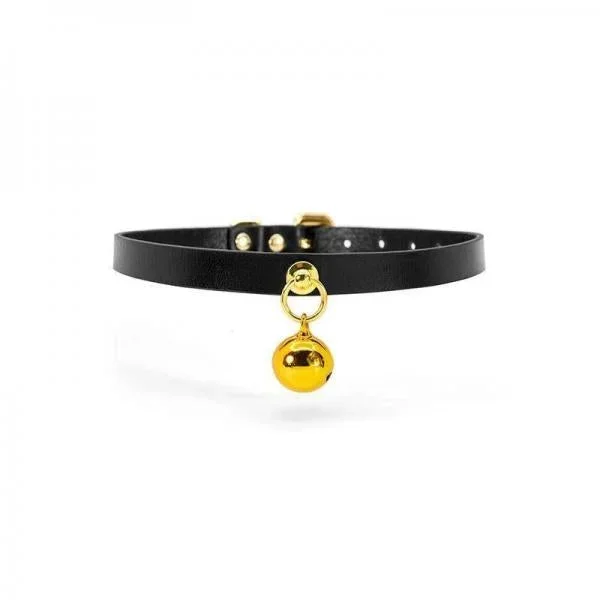 Black Kitty Collar With Gold Bell –