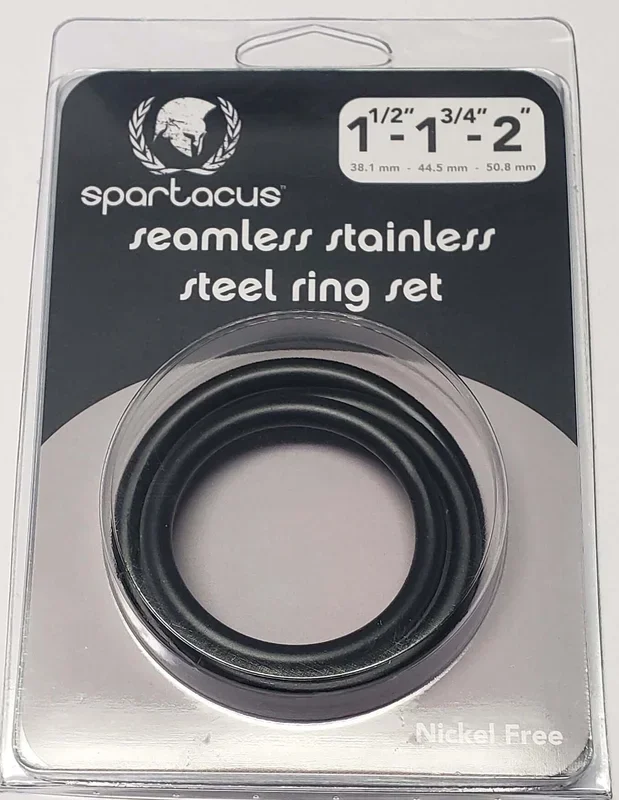 Black Seamless Stainless Steel C Ring Set – 1.5″ 1.75″ 2″