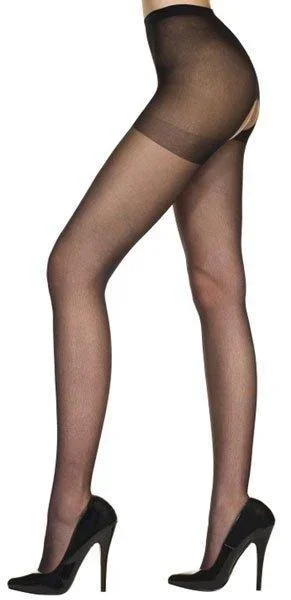 Black Sheer Crotchless Pantyhose – OS/Queen Size Available