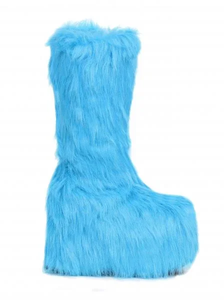 Blue – Faux Fur 5″ Chunky Platform Boot – Size