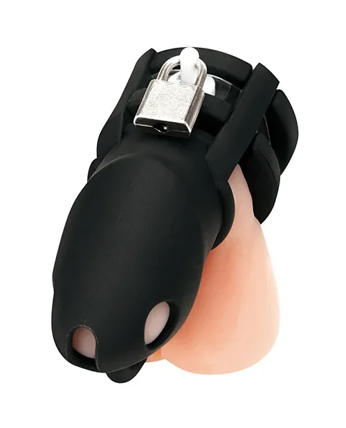 Blue Line 2″ Silicone Mini Cock Cage With Ball Divider – Black