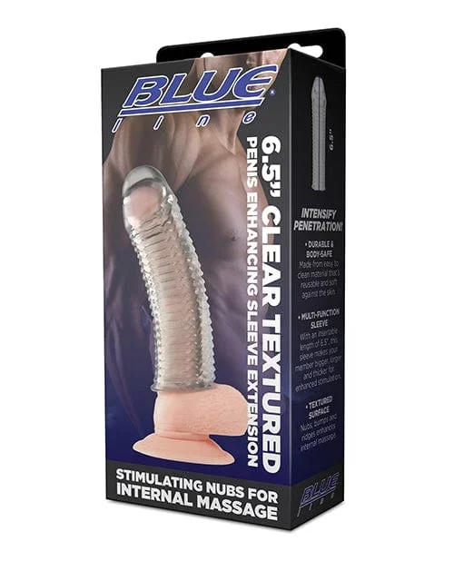 Blue Line C & B 6.5″ Textured Penis Enhancing Sleeve Extension – Clear