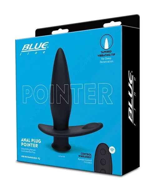 Blue Line Vibrating Anal Plug Pointer with remote – Black