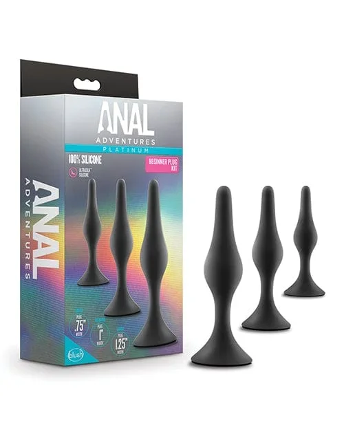 Blush Anal Adventures Platinum Silicone Beginner Plug Kit – Black