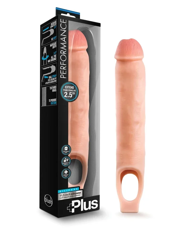 Blush Performance Plus 11.5″ Silicone Cock Sheath Penis Extender – Flesh