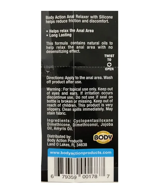 Body Action Anal Relaxer Silicone Lubricant – .5 oz