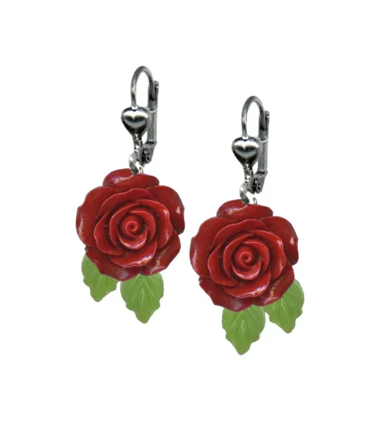 Bohemian Cowgirl Howlite Large Red Rose Earrings