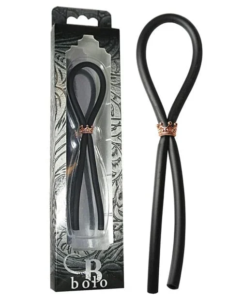 Bolo Silicone Lasso with Silver Crown Slider Ring