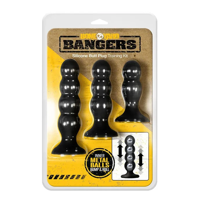 Boneyard Bangers – Black Silicone Butt Plug Training Kit