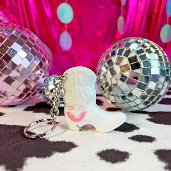 Boot Bottle Opener Keychain – White