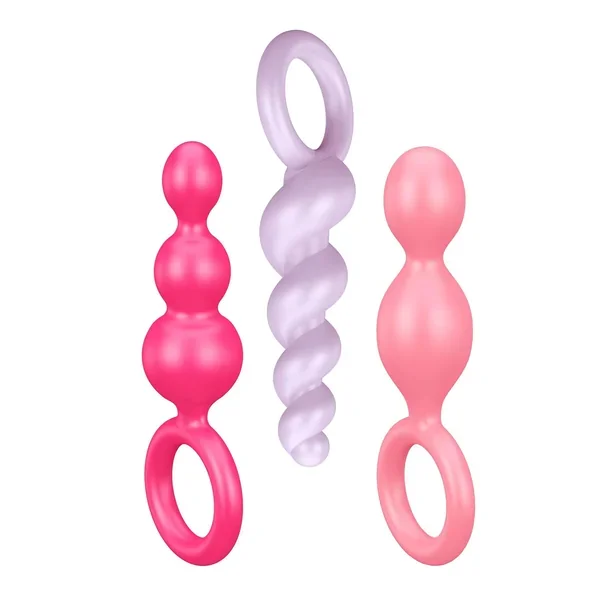 Booty Call Plugs | 3-Piece Silicone Plug Set | 13.5-14 Cm | Waterproof (Ipx7) | Skin-Friendly Silicone | Sex Toy For Beginners And Advanced Users (Pink/Purple)