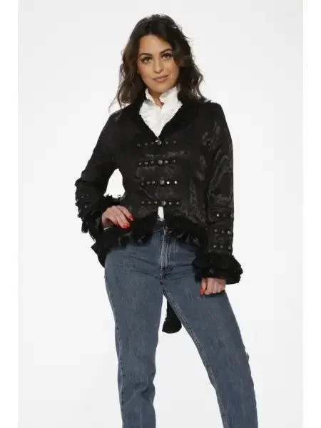 Brocade Tailed Jacket – Black –