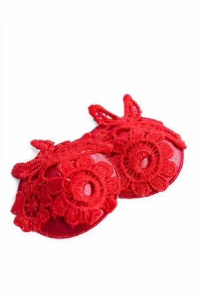 Brooke Applique Nipple Pasties – Red – One Size