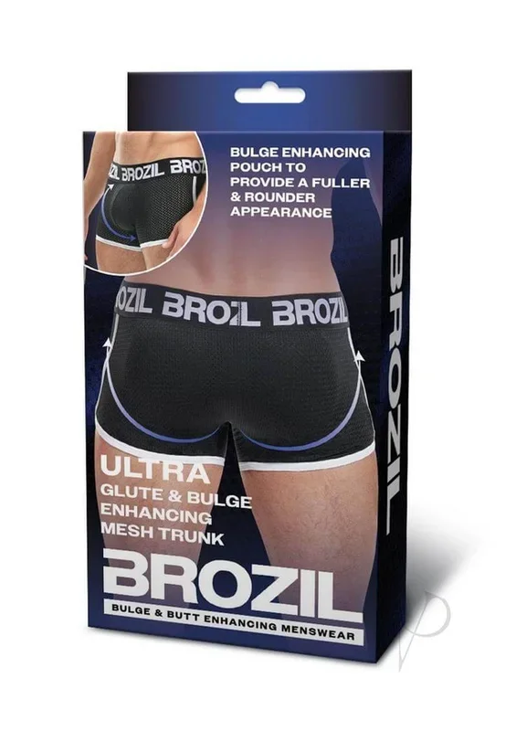 Brozil Ultra Glute and Bulge Mesh Trunk Black Large XLarge