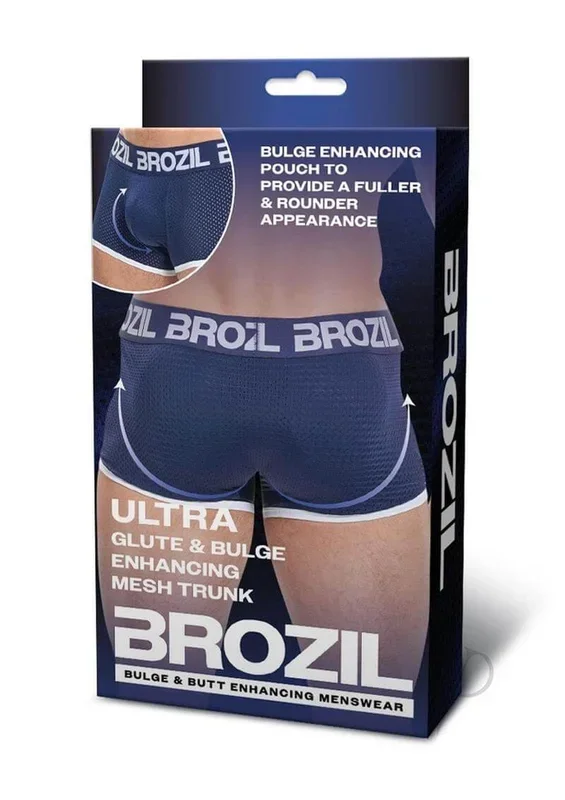 Brozil Ultra Glute and Bulge Mesh Trunk Blue Small Medium
