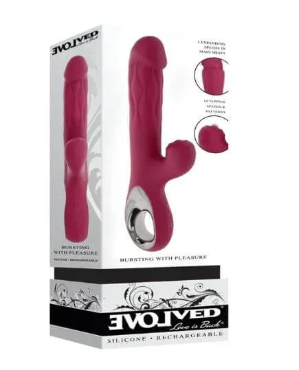 Bursting with Pleasure Inflatable Dual Rabbit Vibrator Red