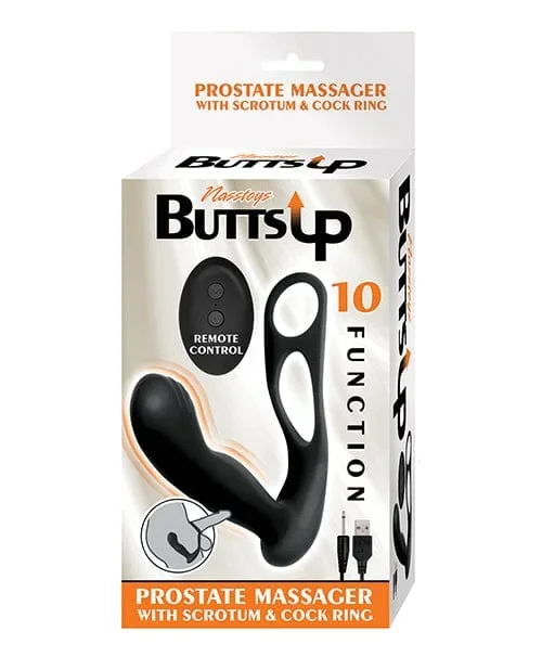 Butts Up Prostate Massager W-scrotum & Cockring – Black