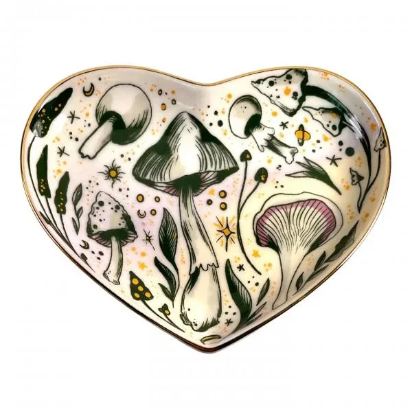 Ceramic Heart Dish – Starry Mushrooms