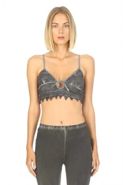 Charcoal – Embroidered Bralette –