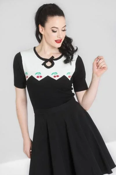 Cheri Knit Sweater Top – Black/White –