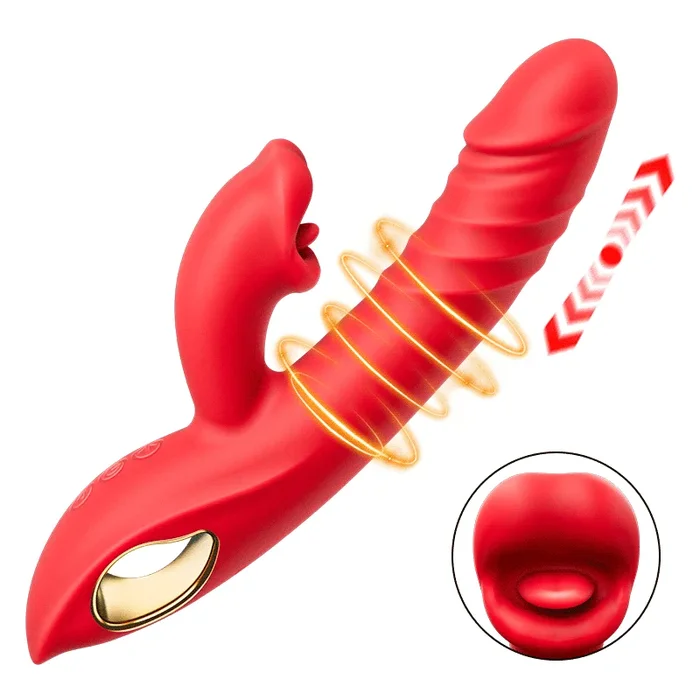 Chloe – 4 In 1 Thrusting & Licking Biting G-spot Vibrator Tongue Clitoral Stimulator