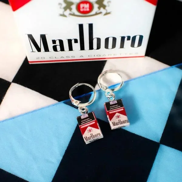 Cig Box Earrings – Red/White