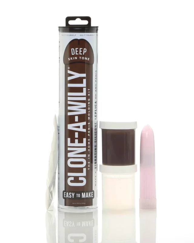 Clone-A-Willy Silicone Dildo Molding Kit with Vibrator – Deep Skin Tone – Chocolate