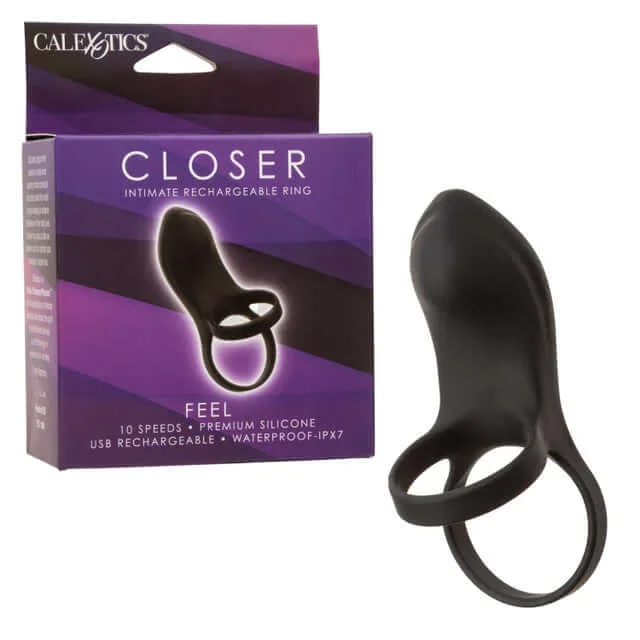 Closer Intimate Rechargeable Ring Feel Silicone Cock Ring – Black