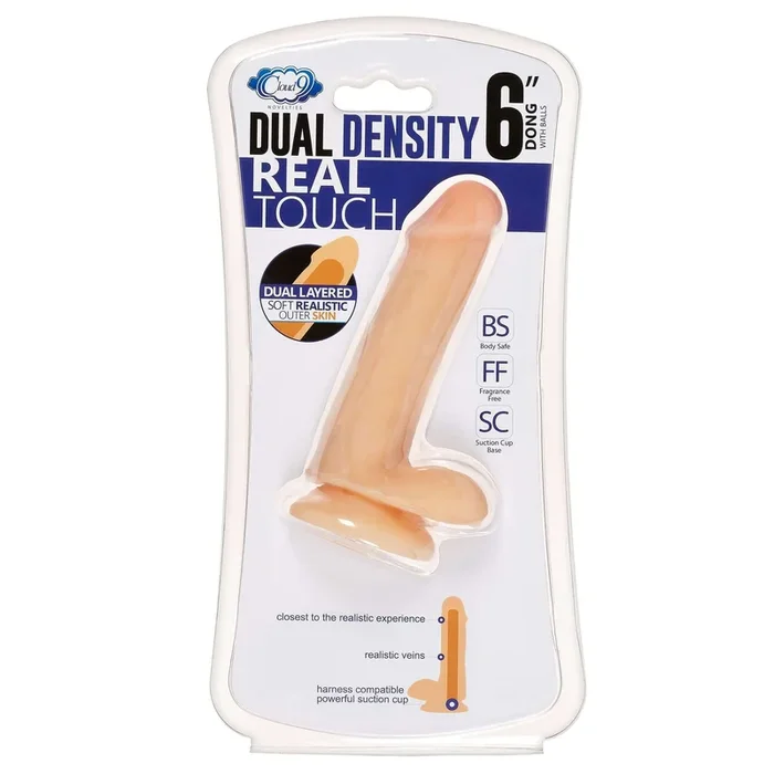 Cloud 9 Dual Density 6 inches Dildo Real Touch Realistic Painted Veins with Balls Light