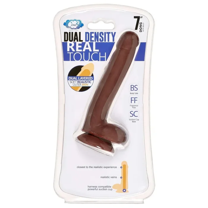 Cloud 9 Dual Density 7 inches Dildo Real Touch Realistic Painted Veins with Balls Brown
