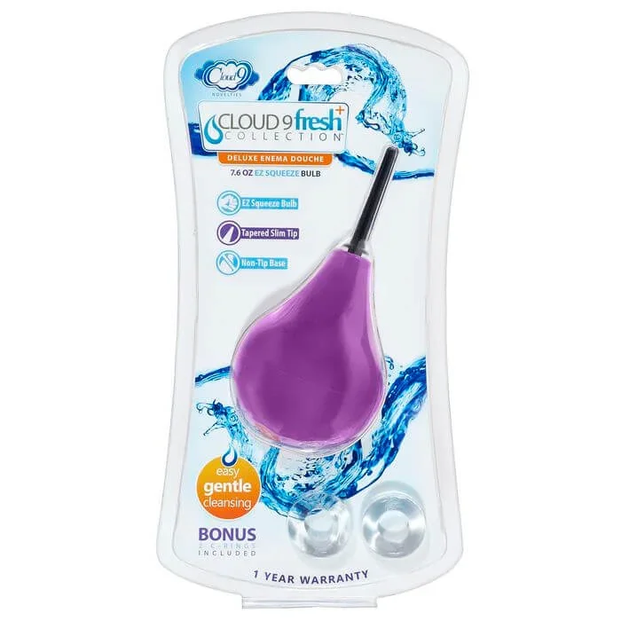 Cloud 9 Fresh Plus EZ Squeeze Douche Kit | Premium Enema Bulb & Bonus C-Rings
