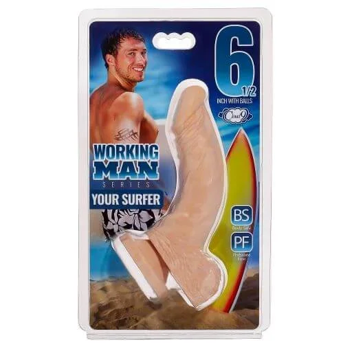 Cloud 9 Working Man 6 inches Light Skin Tone Beige Dildo with Balls Your Surfer