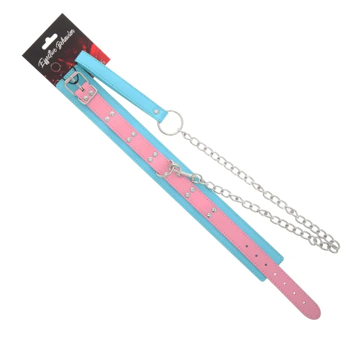 COLLAR PINK/BLUE PU W/LEASH