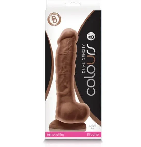 Colours Dual Density Silicone Dildo 8 inches – Caramel