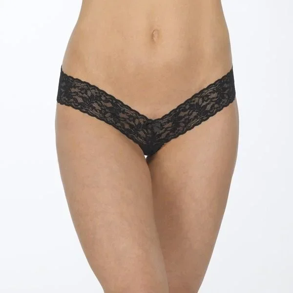 Crotchless Low Rise Thong – Black – One Size