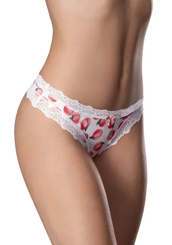 Crotchless Thong S/M Peach – Sweet Treats Collection with Edible Lube | Magic Silk