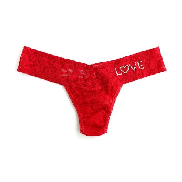 Crystal Love Low Rise Thong – Red – One Size