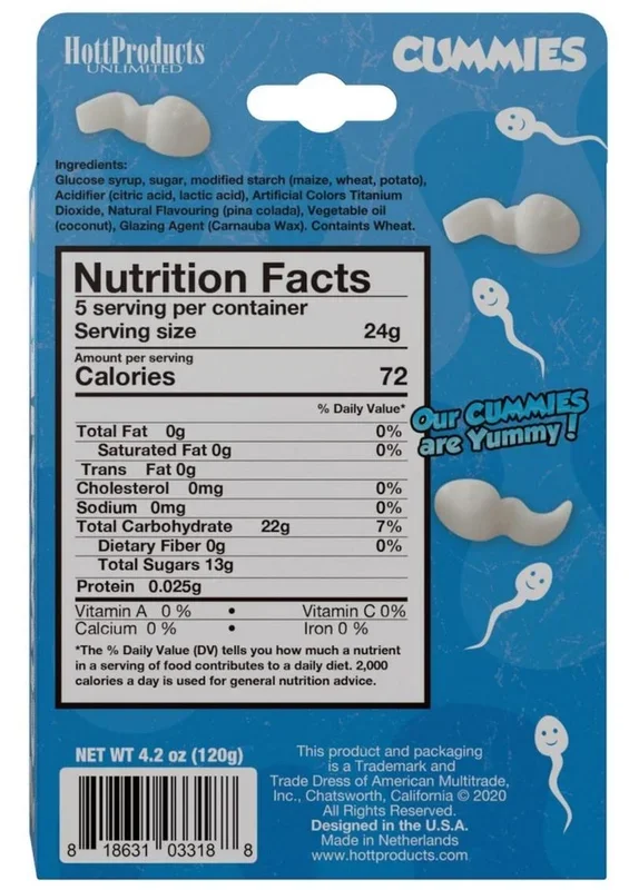 Cummies Sperm Shaped Gummies – Pina Colada Flavored