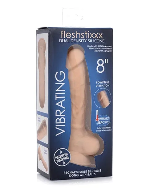 Curve Novelties Fleshstixxx 8″ Vibrating Silicone Dildo with Balls