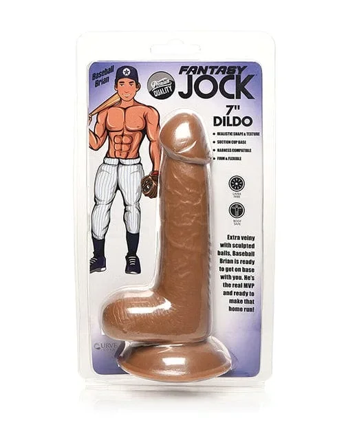 Curve Toys Jock Baseball Brian 7 Inch Dildo with balls – Tan
