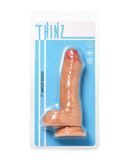 Curve Toys Thinz 7 Inch Uncut Dildo with balls – Light