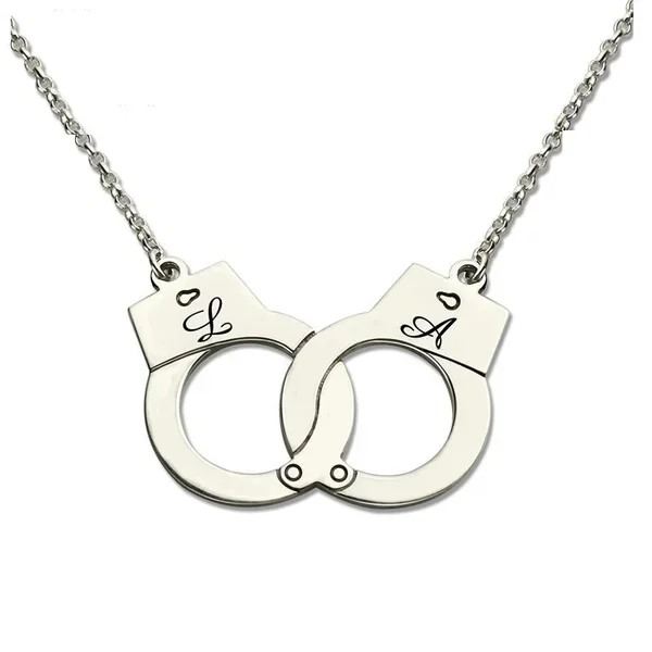 Custom Initials Necklace Pendant Handcuffs Symbolic Jewellery Collars & Leashes